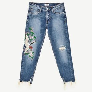ZARA Women Embroidered Jeans, Size 8